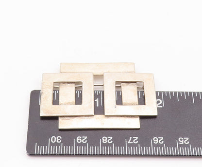 925 Sterling Silver Vintage Brooch Pin Brutalist Cutout Square Design  BP10886