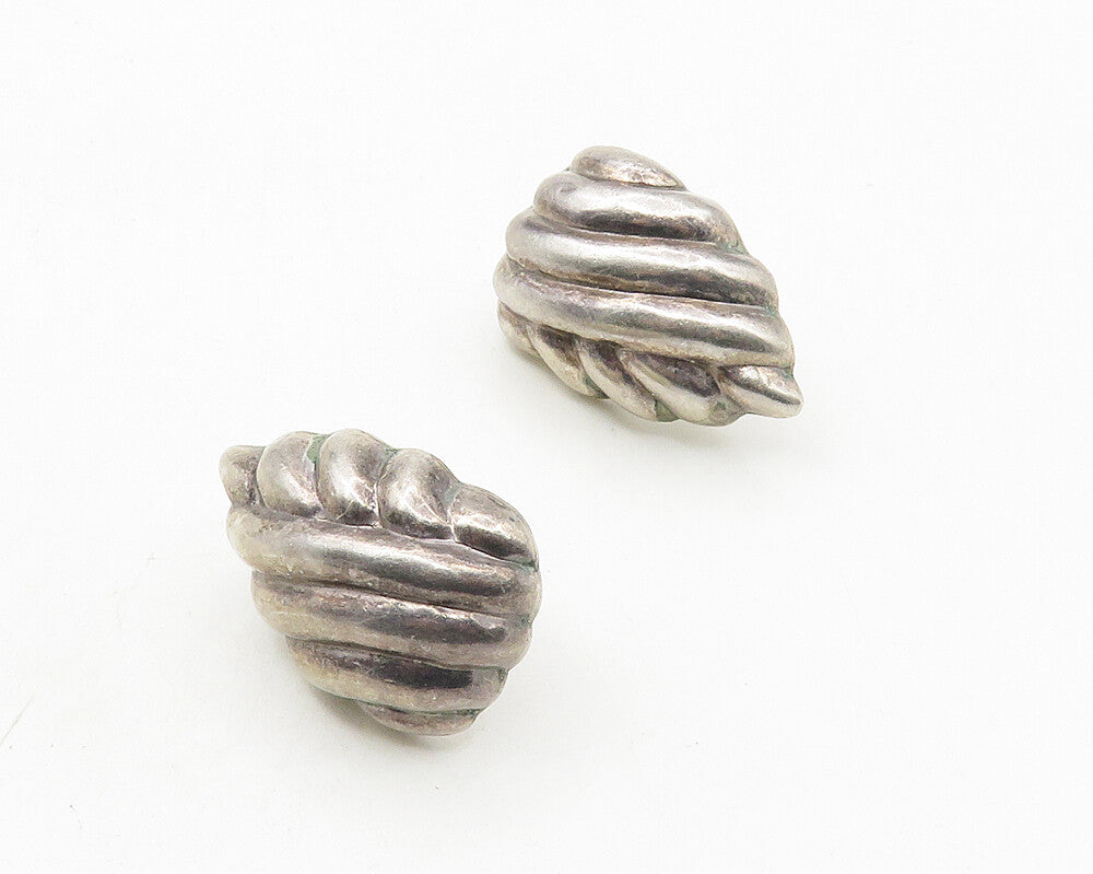 925 Sterling Silver  Vintage Shiny Hollow Fluted Design Drop Earrings  EG5409