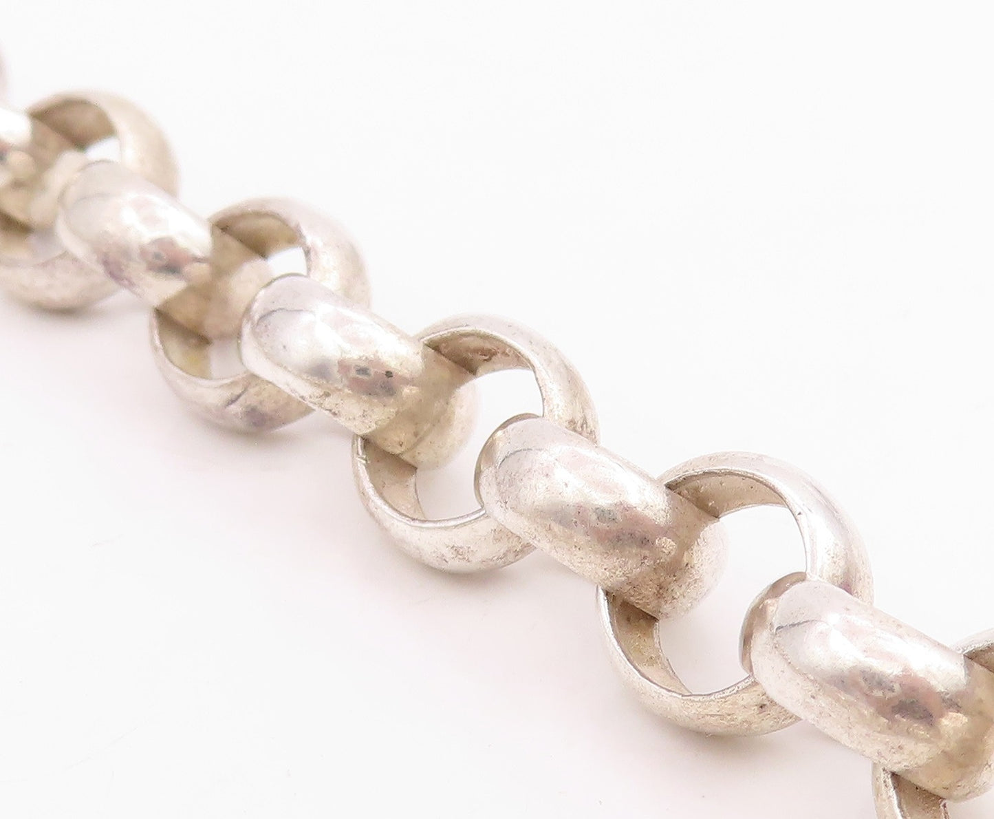 925 Sterling Silver Vintage Necklace Interlocking Circle With Love Heart  NE4775