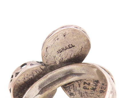 925 Sterling Silver Vintage Ring OR PAZ ISRAEL Moonstone Abalone Sz 7.5  RG31517