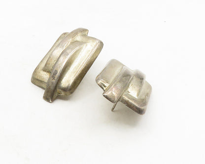 MEXICO 925 Sterling Silver  Vintage Modernist Hollow Drop Earrings  EG5275
