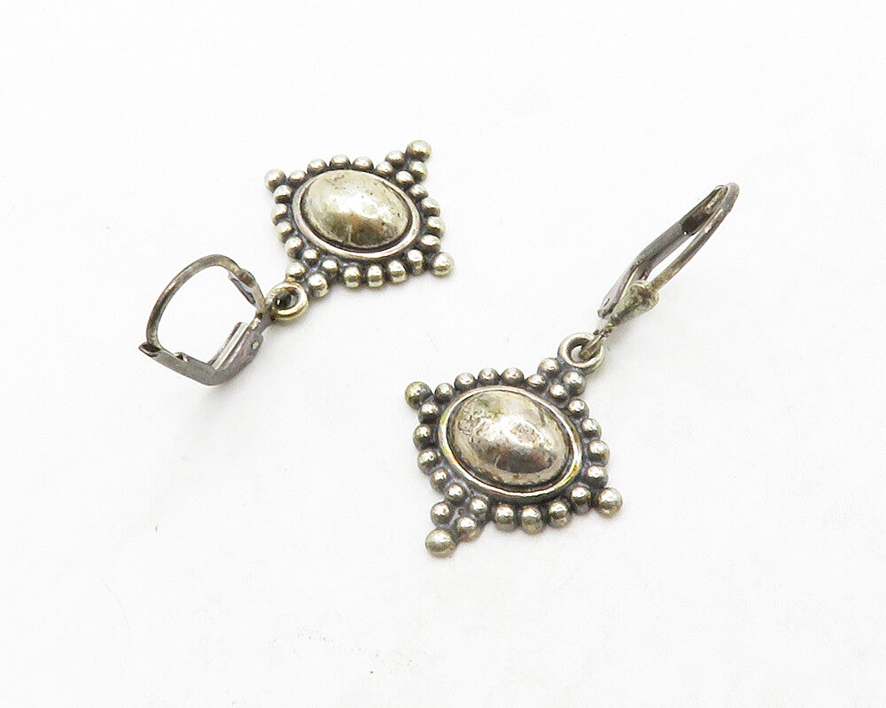 CAROLYN POLLACK 925 Silver  Vintage Petite Bubble Dome Dangle Earrings  EG6817