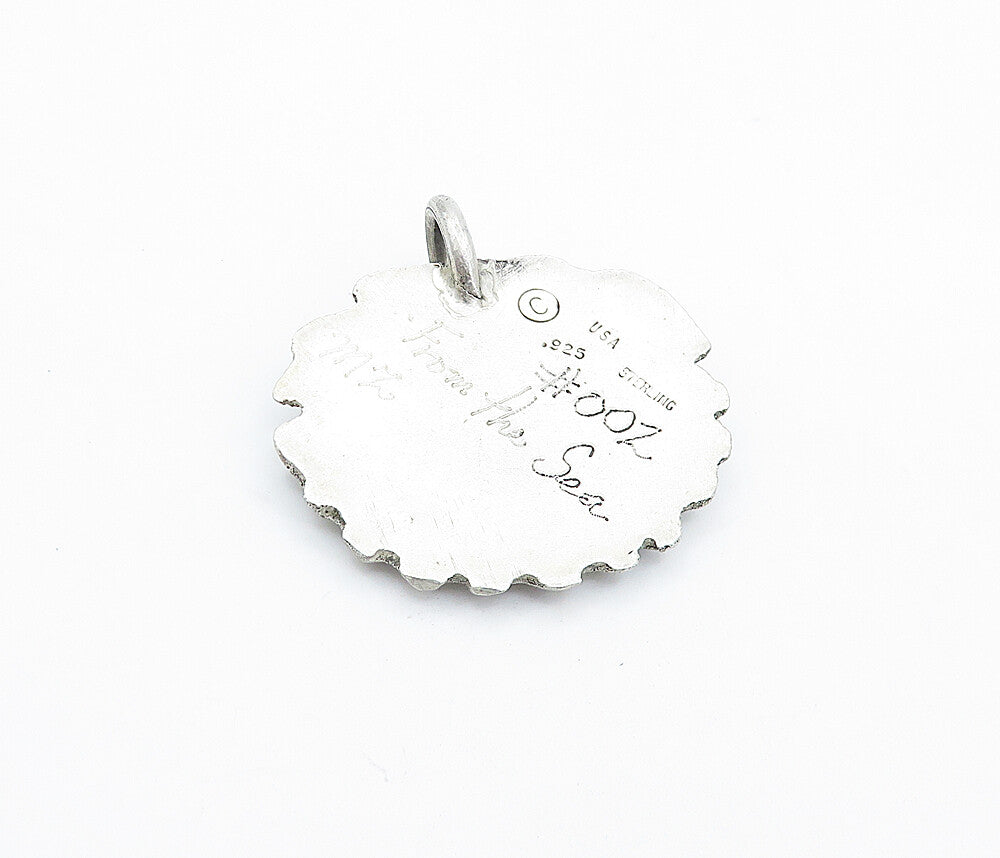 925 Sterling Silver  Vintage Clam Shell Scalloped Design Pendant  PT4235