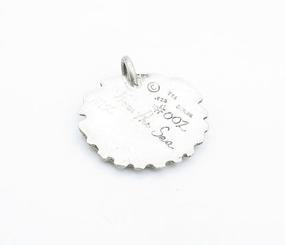 925 Sterling Silver  Vintage Clam Shell Scalloped Design Pendant  PT4235