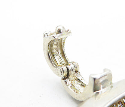 ESPO 925 Sterling Silver  Vintage Shiny Basket Weave Design Pendant  PT3402