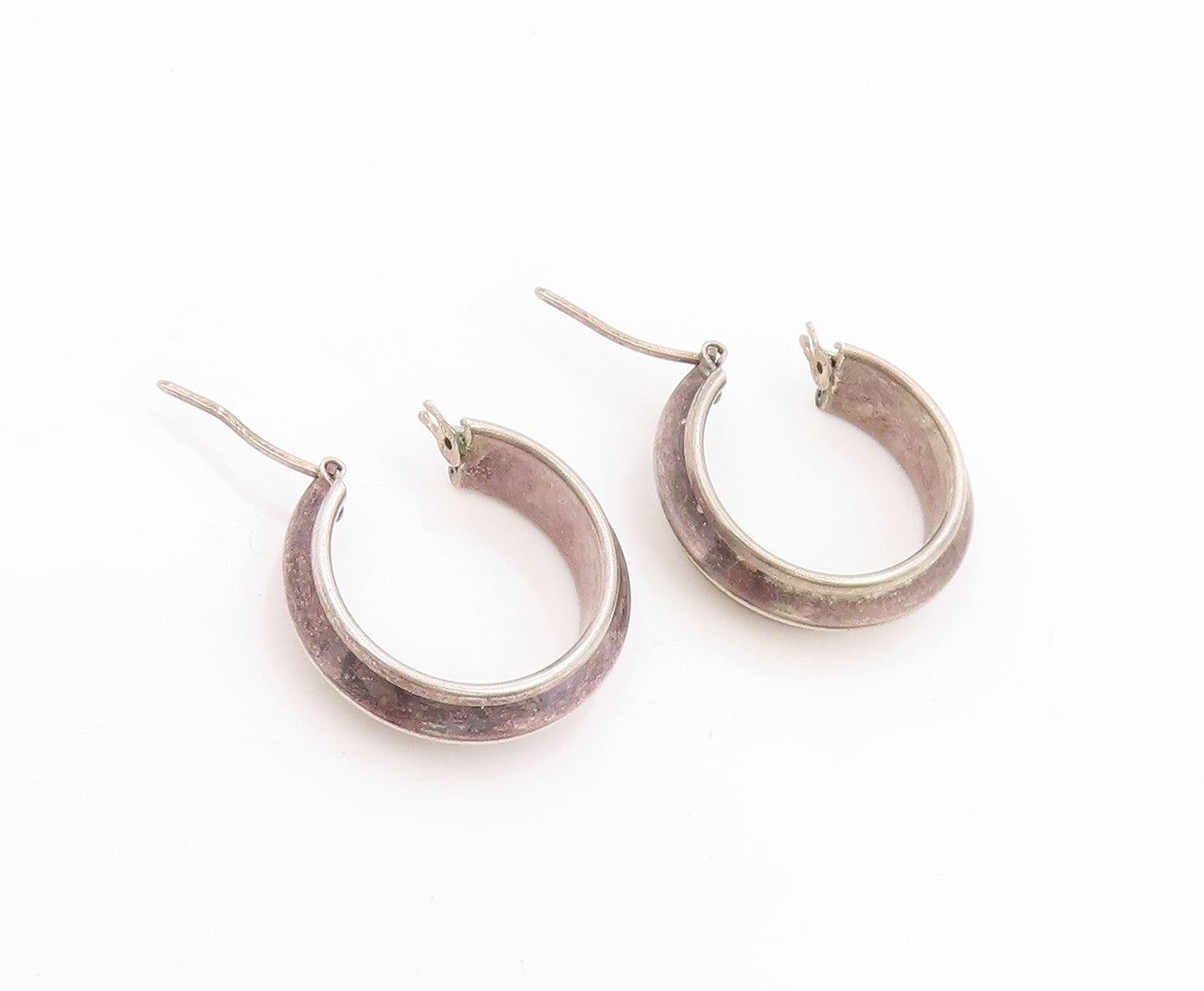925 Sterling Silver Vintage Earrings Bold Minimalist Chunky Wide Hoops  EG14052