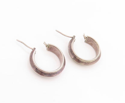 925 Sterling Silver Vintage Earrings Bold Minimalist Chunky Wide Hoops  EG14052