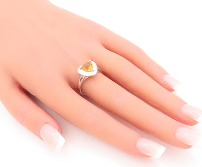 925 Sterling Silver Vintage Ring Minimalist Triangle Cut Citrine  Sz 7  RG29214