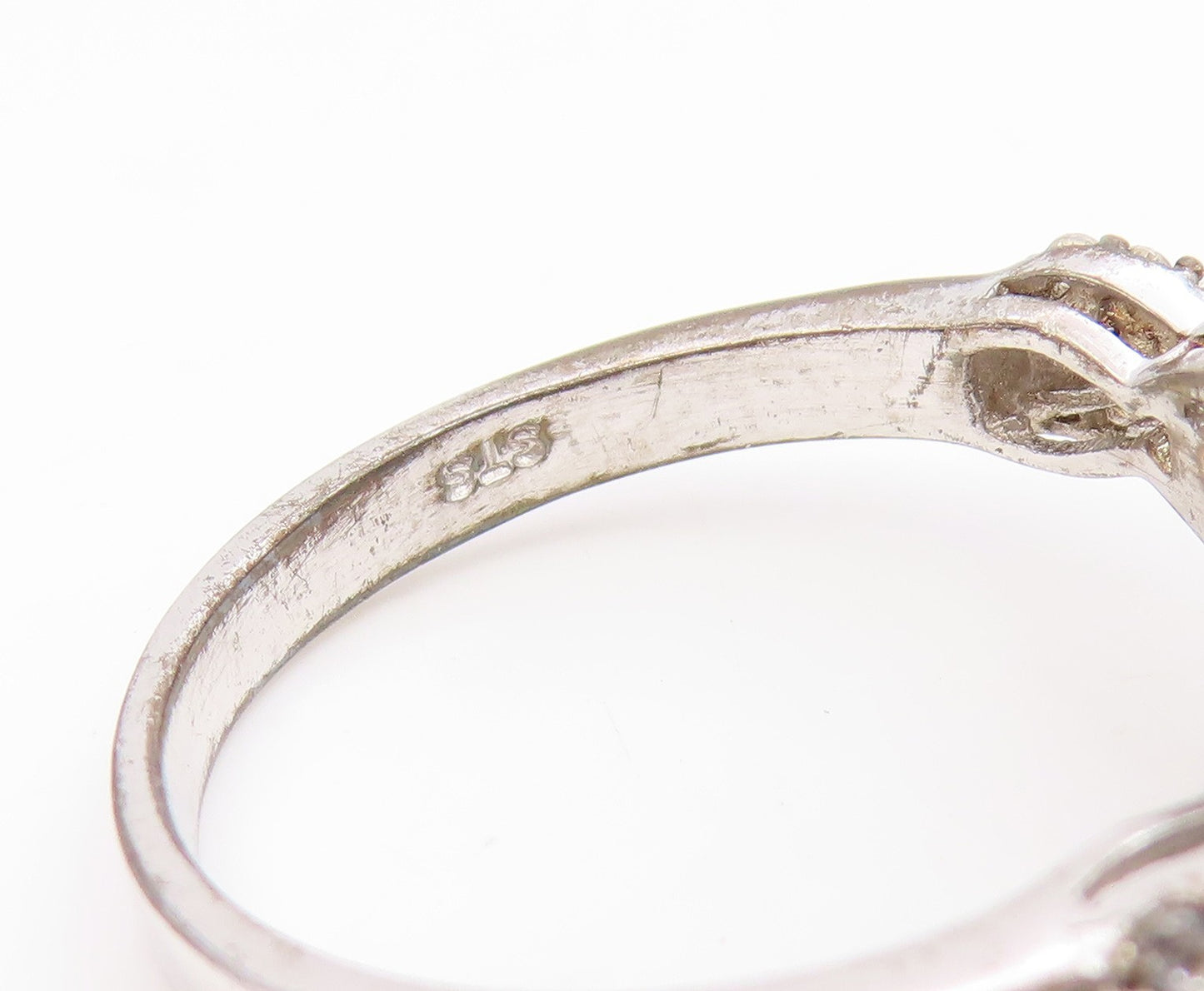925 Sterling Silver Vintage Ring Oval Moonstone & CZ Elegant Band  Sz 9  RG35200