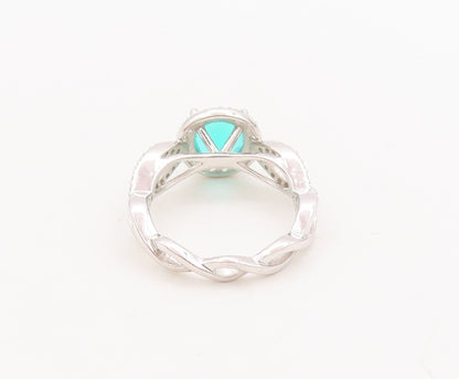 925 Sterling Silver Vintage Ring Designer Cutout Band Green CZ  Sz 7  RG29663