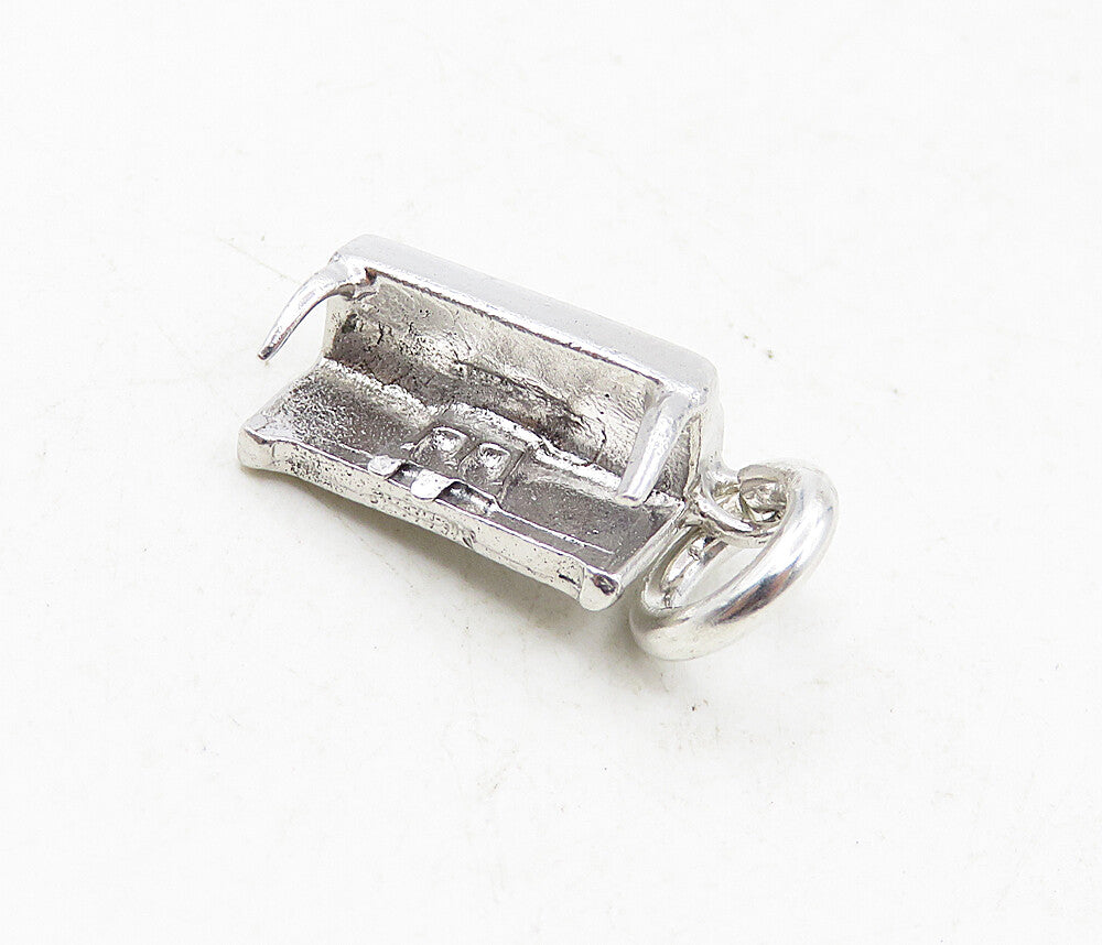 925 Sterling Silver  Vintage Shiny Petite Wall Piano Motif Pendant  PT6668