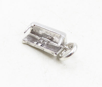 925 Sterling Silver  Vintage Shiny Petite Wall Piano Motif Pendant  PT6668