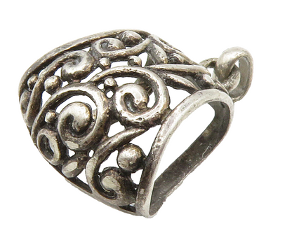 925 Sterling Silver  Vintage Oxidized Open Swirl Vine Slide Pendant  PT11807