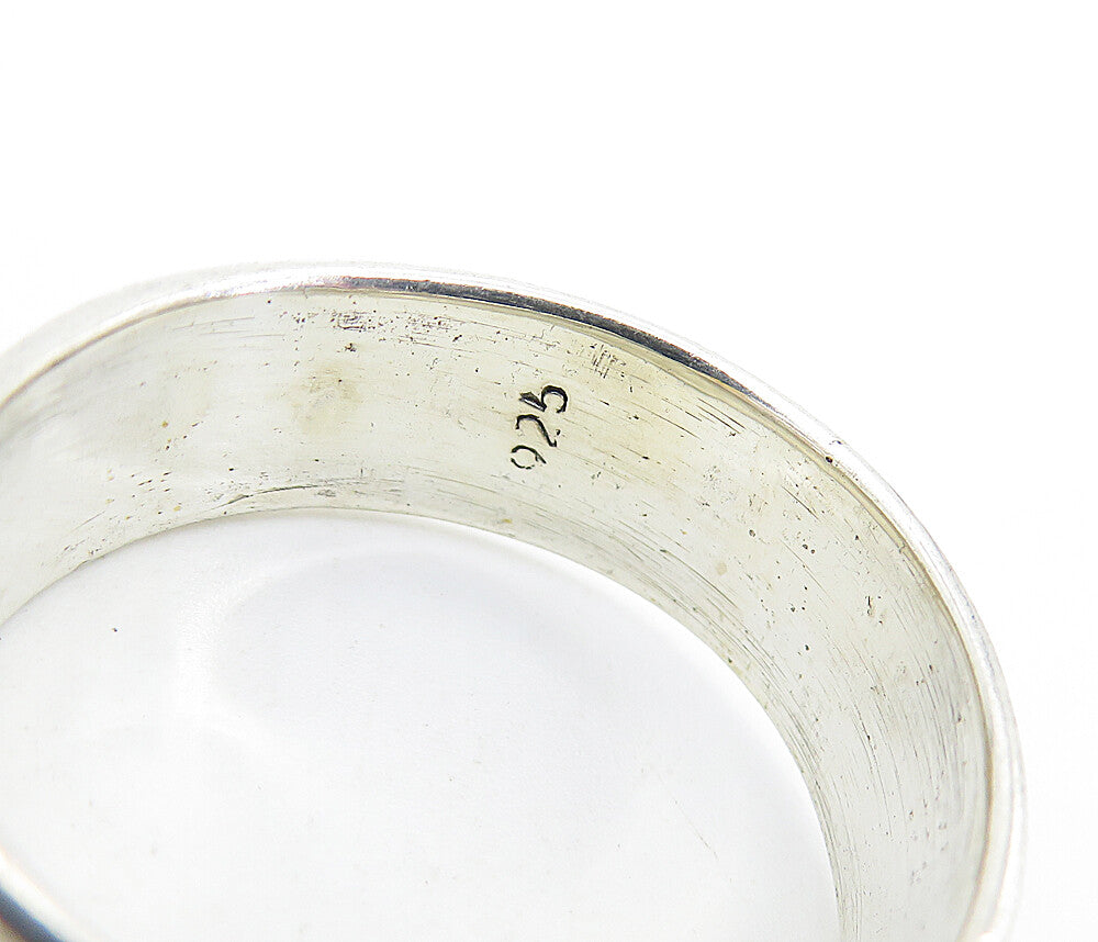 925 Sterling Silver  Vintage Shiny Footprints Pattern Band Ring Sz 10.5 RG7444