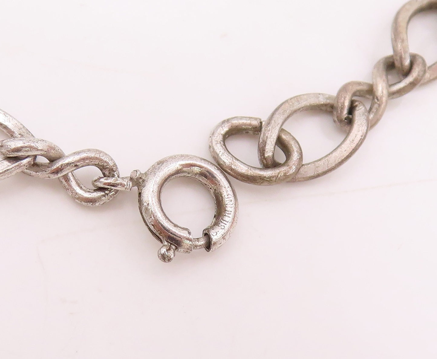 925 Sterling Silver Vintage Bracelet Carved Religious Dangling Charms  BT11501