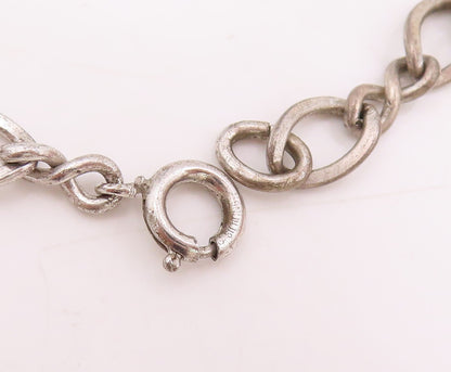 925 Sterling Silver Vintage Bracelet Carved Religious Dangling Charms  BT11501