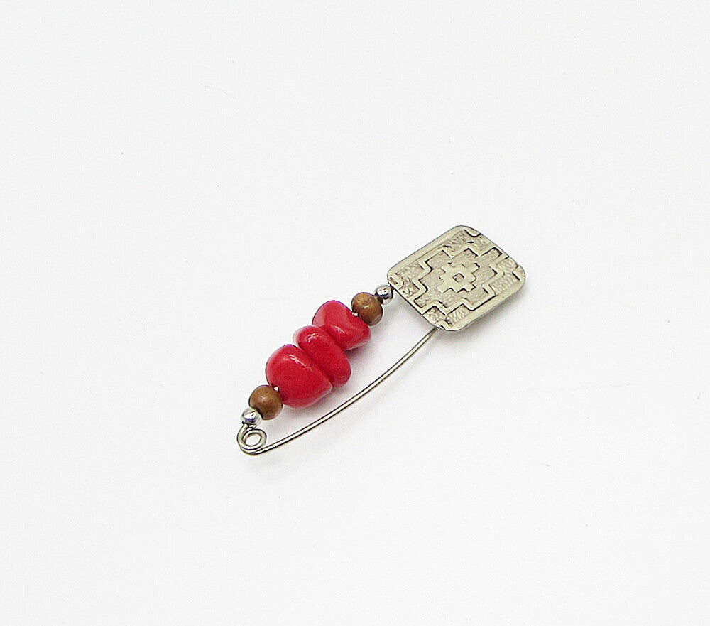 925 Sterling Silver  Vintage Beaded Art Deco Large Pin  BP1024