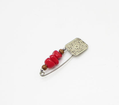 925 Sterling Silver  Vintage Beaded Art Deco Large Pin  BP1024