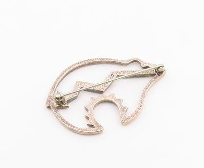 SOUTHWESTERN 925 Sterling Silver Vintage Openwork Bear Cutout Brooch Pin BP9944