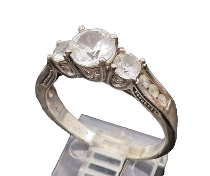 925 Sterling Silver  Vintage Princess Cut CZ Wedding Ring Sz 10.25  RG26637