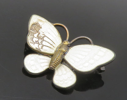 VOLMER BAHNER DENMARK 925 Silver  Vintage Enamel Butterfly Brooch Pin  BP5865