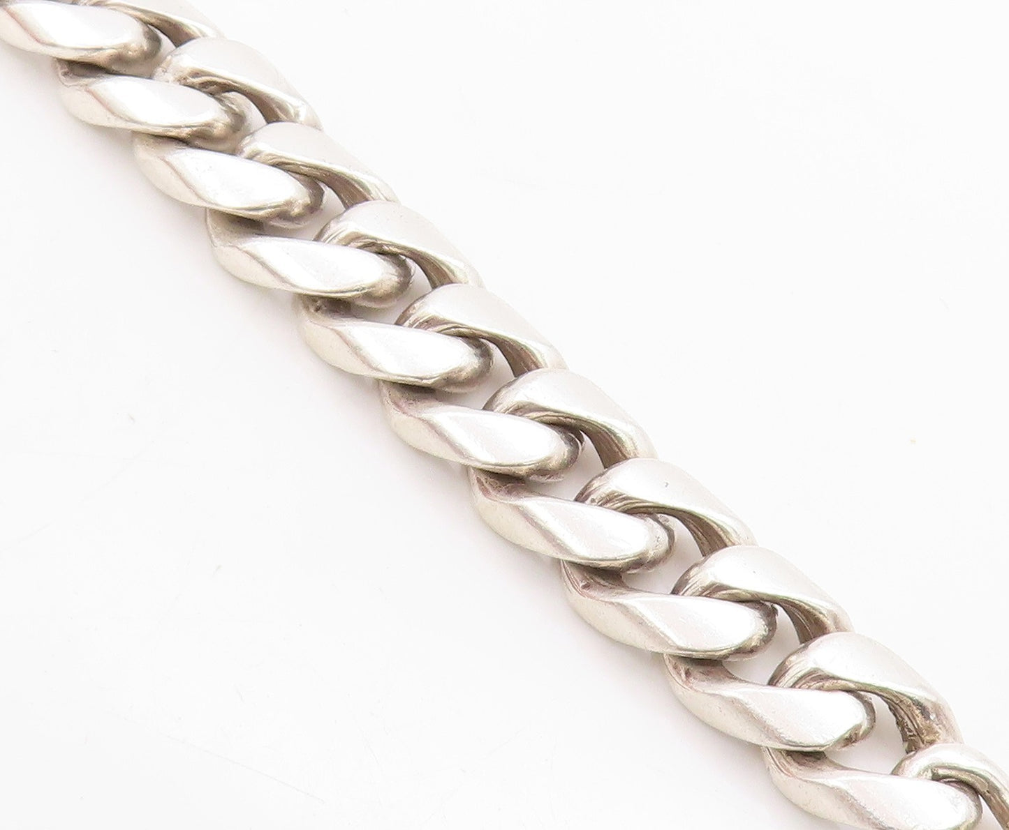 925 Sterling Silver Vintage Bracelet Modernist Curb Link Toggle Chain  BT11486