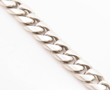 925 Sterling Silver Vintage Bracelet Modernist Curb Link Toggle Chain  BT11486