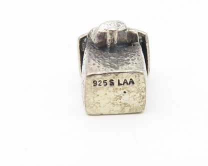 925 Sterling Silver  Vintage Petite Dark Tone Bird House Slide Pendant  PT8696