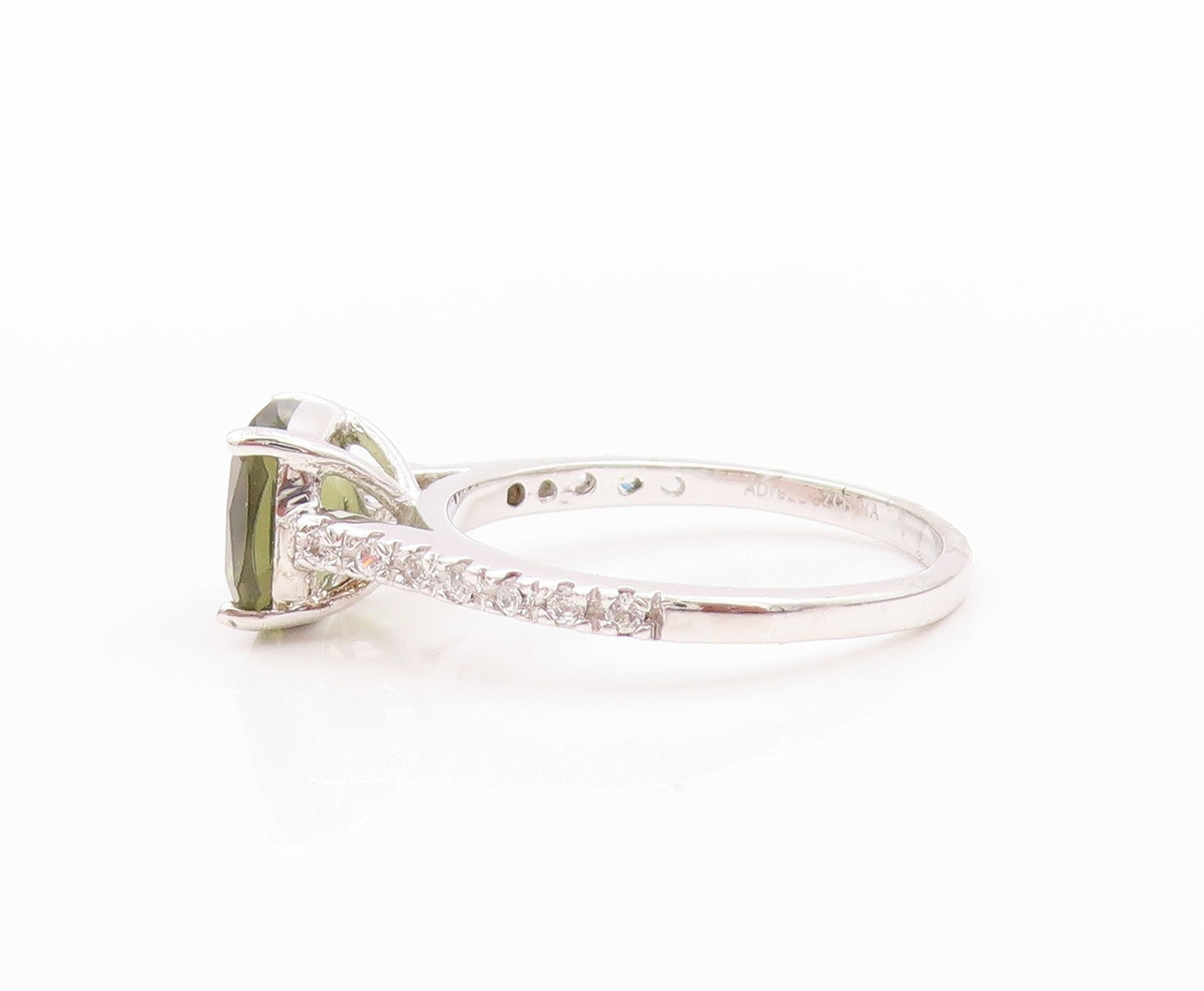 925 Sterling Silver Vintage Ring Minimalist Square Peridot CZ Band Sz 7  RG32494