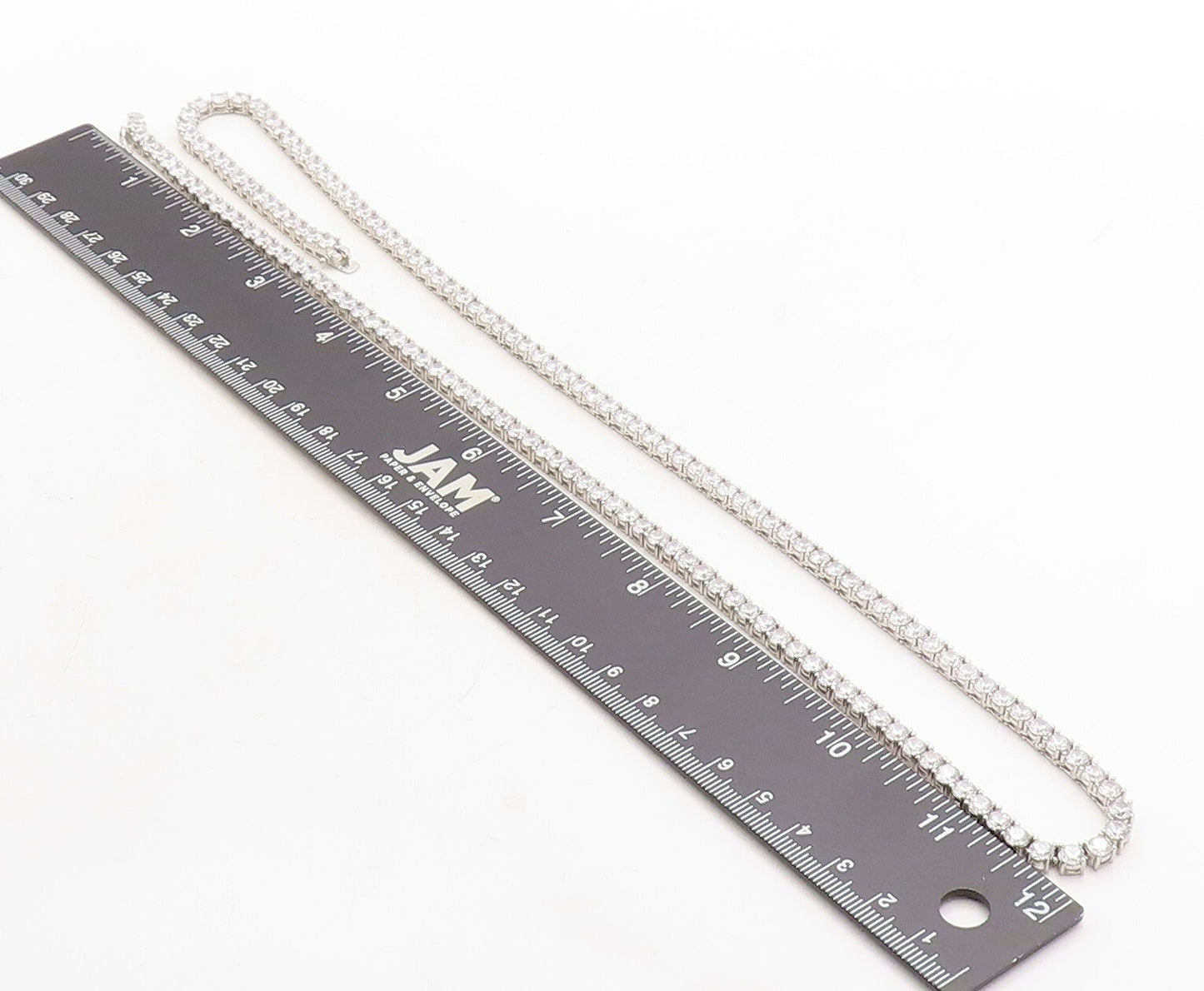 925 Sterling Silver  Sparkling Round Cut Cubic Zirconia Chain Necklace  NE2090