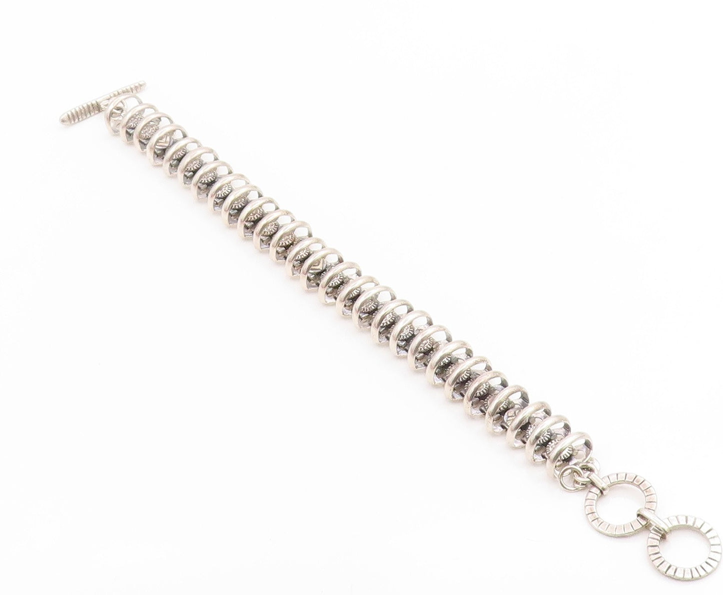 925 Sterling Silver Vintage Bracelet SILPADA Classic Textured Disc Link  BT12072