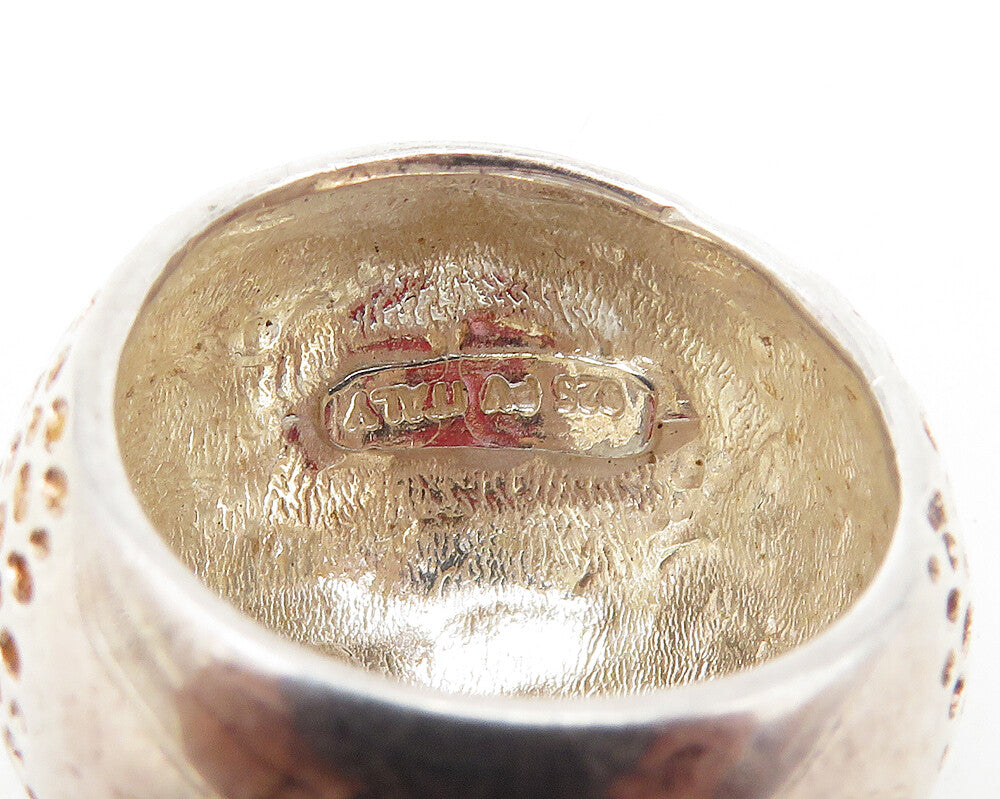 925 Sterling Silver  Vintage Shiny Dotted Dome Band Ring Sz 7  RG17425