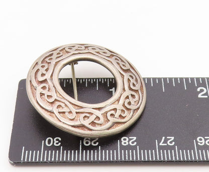925 Sterling Silver Vintage Brooch Geometric Round Celtic Knot Design  BP12107