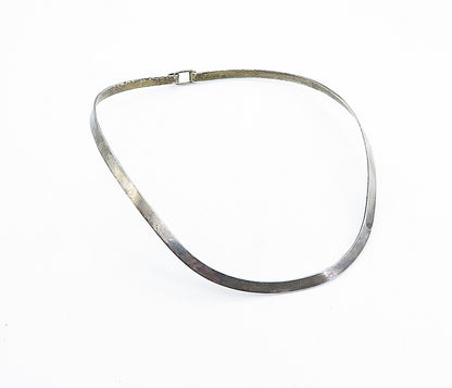 CHARLES ALBERT 925 Silver  Vintage Dark Tone Minimalist Collar Necklace NE1202