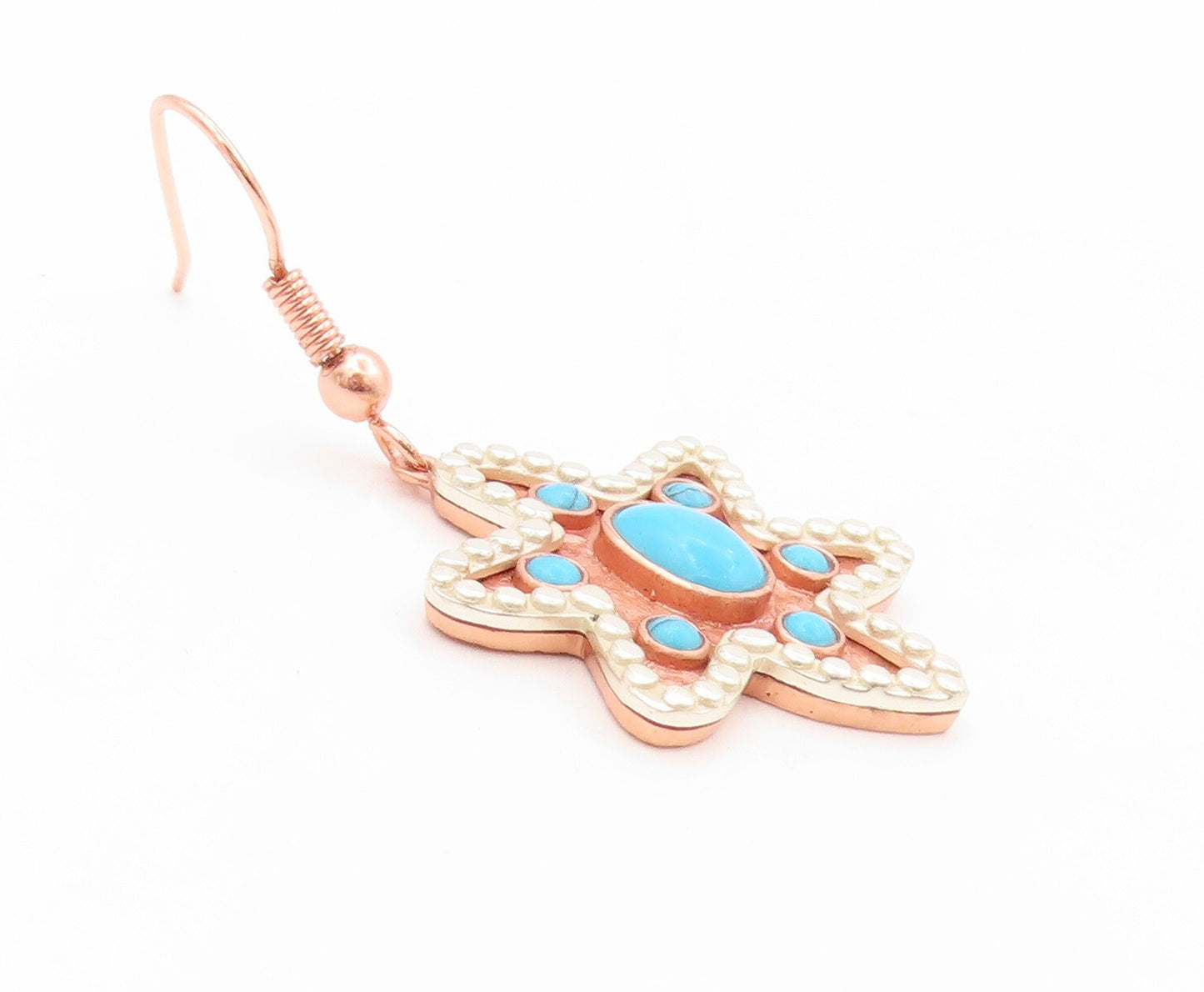 925 Sterling Silver Vintage Earrings Gold Plated Turquoise Cutout Star  EG13386