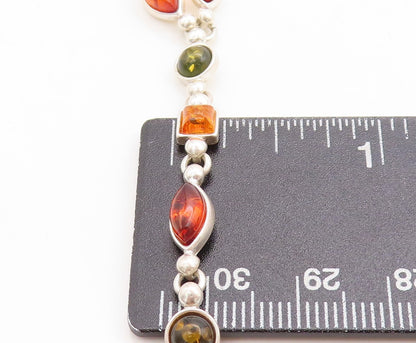 925 Sterling Silver  Multi Shape Amber Petite Curb Link Chain Necklace  NE1737