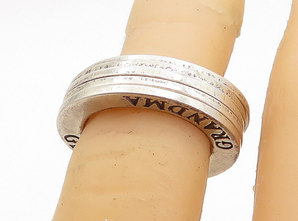 925 Sterling Silver  Vintage Love Etched Stacker Band Rings Sz 4.5  RG4363