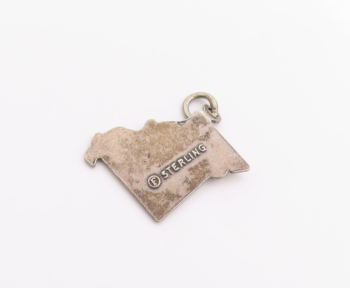 925 Sterling Silver Vintage Pendant Antique Dark Tone Missouri Map Charm PT24632