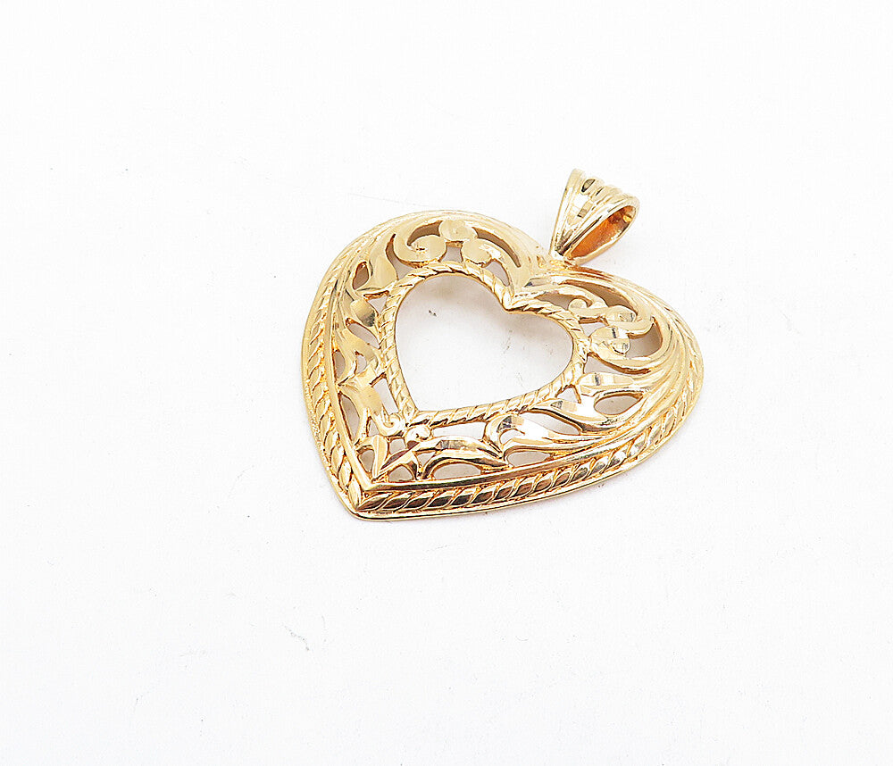 DAVID SIGAL 925 Silver  Rose Gold Plated Open Swirl Love Heart Pendant  PT4024