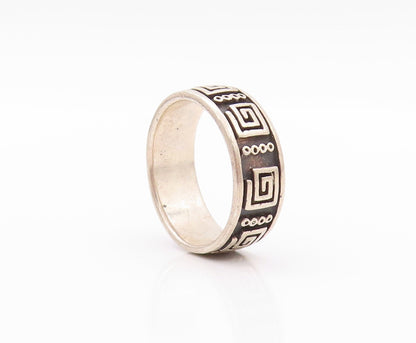 925 Sterling Silver Vintage Ring PETER STONE Dark Tone Maze Key  Sz 9  RG32420
