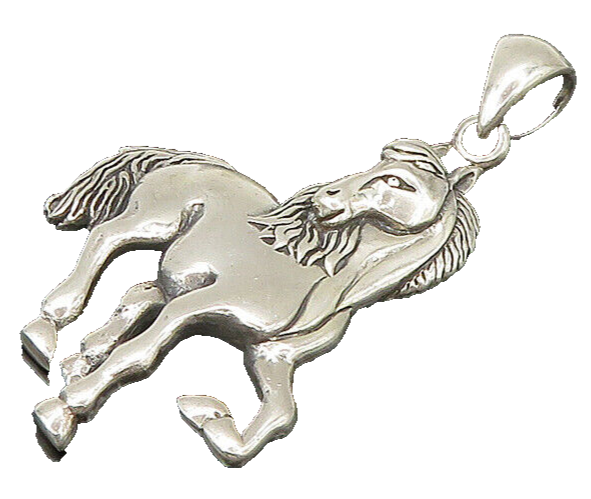 925 Sterling Silver  Vintage Galloping Horse Animal Motif Pendant  PT18299