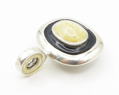 ESPO SIG 925 Sterling Silver  Vintage Shiny Enamel Coated Dome Pendant  PT9430