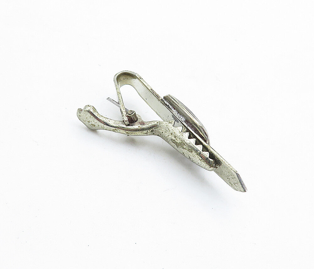 SIAM 925 Sterling Silver  Vintage Petite Niello Art Scene Tie Clip  TR1234