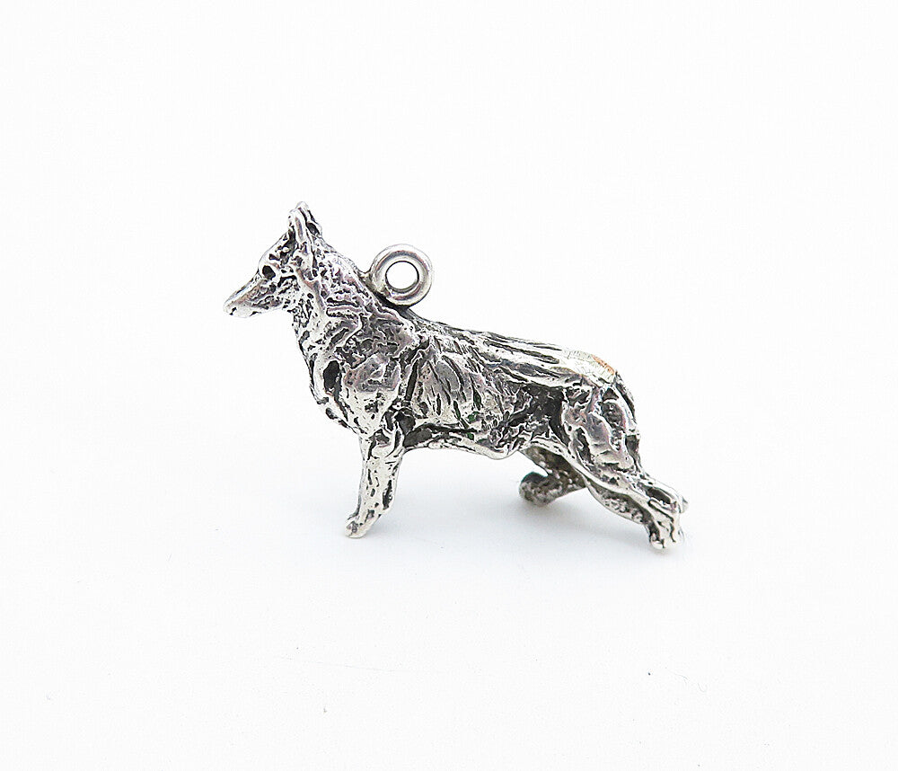 925 Sterling Silver  Vintage Petite Dark Tone Sculpted Dog Pendant  PT5258