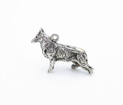 925 Sterling Silver  Vintage Petite Dark Tone Sculpted Dog Pendant  PT5258