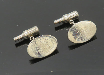 925 Sterling Silver  Vintage Shiny SAB Miller Stamped Oval Cufflinks  TR2871