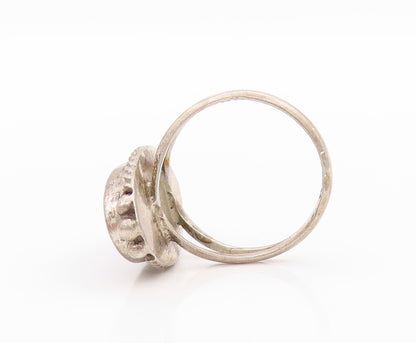 925 Sterling Silver Vintage Ring Onyx Inlay Rope Carved Frame  Sz 6  RG33378