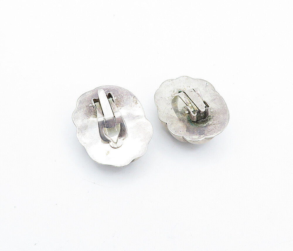 925 Sterling Silver  Vintage Modernist Fluted Hollow Swirl Earrings  EG2287