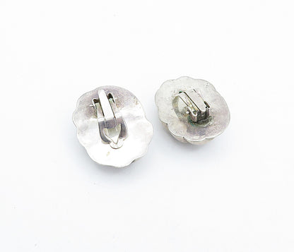 925 Sterling Silver  Vintage Modernist Fluted Hollow Swirl Earrings  EG2287