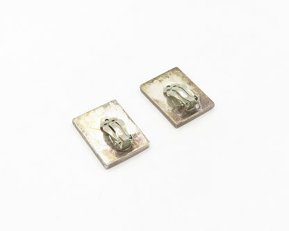 MEXICO 925 Sterling Silver  Vintage Tiger's Eye Non Pierce Earrings  EG8893